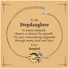 To My Stepdaughter Sunflower Bracelet, I'm your unwavering supporter, Supporting Inspirational Gifts for Stepdaughter from Stepdad