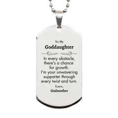 To My Goddaughter Silver Dog Tag, I'm your unwavering supporter, Supporting Inspirational Gifts for Goddaughter from Godmother