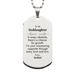To My Goddaughter Silver Dog Tag, I'm your unwavering supporter, Supporting Inspirational Gifts for Goddaughter from Goddad