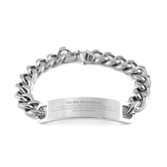 To My Grandson Cuban Chain Stainless Steel Bracelet, I'm your unwavering supporter, Supporting Inspirational Gifts for Grandson from Grandfather
