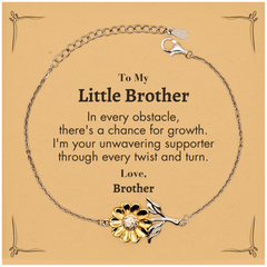 To My Little Brother Sunflower Bracelet, I'm your unwavering supporter, Supporting Inspirational Gifts for Little Brother from Brother