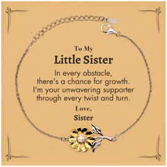 To My Little Sister Sunflower Bracelet, I'm your unwavering supporter, Supporting Inspirational Gifts for Little Sister from Sister