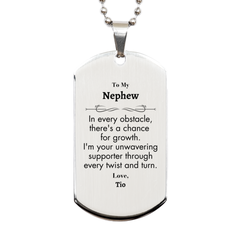 To My Nephew Silver Dog Tag, I'm your unwavering supporter, Supporting Inspirational Gifts for Nephew from Tio