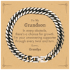 To My Grandson Cuban Link Chain Bracelet, I'm your unwavering supporter, Supporting Inspirational Gifts for Grandson from Grandpa