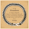 To My Grandson Cuban Link Chain Bracelet, I'm your unwavering supporter, Supporting Inspirational Gifts for Grandson from Gramps