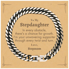 To My Stepdaughter Cuban Link Chain Bracelet, I'm your unwavering supporter, Supporting Inspirational Gifts for Stepdaughter from Stepmom