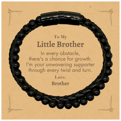 To My Little Brother Stone Leather Bracelets, I'm your unwavering supporter, Supporting Inspirational Gifts for Little Brother from Brother