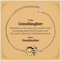 To My Granddaughter Inspirational Gifts from Grandmother, Life can be unfair but I will always be there, Encouragement Sunflower Bracelet for Granddaughter