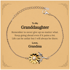 To My Granddaughter Inspirational Gifts from Grandma, Life can be unfair but I will always be there, Encouragement Sunflower Bracelet for Granddaughter