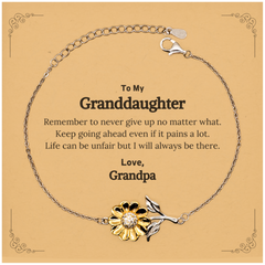 To My Granddaughter Inspirational Gifts from Grandpa, Life can be unfair but I will always be there, Encouragement Sunflower Bracelet for Granddaughter