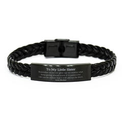 To My Little Sister Inspirational Gifts from Brother, Life can be unfair but I will always be there, Encouragement Braided Leather Bracelet for Little Sister