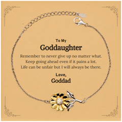 To My Goddaughter Inspirational Gifts from Goddad, Life can be unfair but I will always be there, Encouragement Sunflower Bracelet for Goddaughter