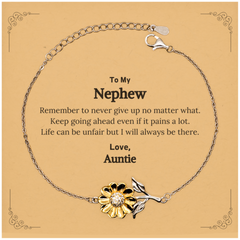 To My Nephew Inspirational Gifts from Auntie, Life can be unfair but I will always be there, Encouragement Sunflower Bracelet for Nephew