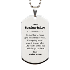 To My Daughter In Law Inspirational Gifts from Mother In Law, Life can be unfair but I will always be there, Encouragement Silver Dog Tag for Daughter In Law