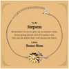 To My Stepson Inspirational Gifts from Bonus Mom, Life can be unfair but I will always be there, Encouragement Sunflower Bracelet for Stepson