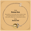 To My Bonus Son Inspirational Gifts from Bonus Dad, Life can be unfair but I will always be there, Encouragement Sunflower Bracelet for Bonus Son