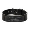 Funny Oncologist Gifts, Never thought I'd be Oncologist, Appreciation Birthday Black Shark Mesh Bracelet for Men, Women, Friends, Coworkers