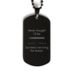 Funny Hairdresser Gifts, Never thought I'd be Hairdresser, Appreciation Birthday Black Dog Tag for Men, Women, Friends, Coworkers