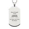 Funny Computer Programmer Gifts, Never thought I'd be Computer Programmer, Appreciation Birthday Silver Dog Tag for Men, Women, Friends, Coworkers