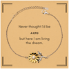 Funny CFO Gifts, Never thought I'd be CFO, Appreciation Birthday Sunflower Bracelet for Men, Women, Friends, Coworkers
