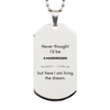 Funny Hairdresser Gifts, Never thought I'd be Hairdresser, Appreciation Birthday Silver Dog Tag for Men, Women, Friends, Coworkers