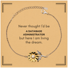 Funny Database Administrator Gifts, Never thought I'd be Database Administrator, Appreciation Birthday Sunflower Bracelet for Men, Women, Friends, Coworkers