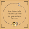 Funny Electrical Engineer Gifts, Never thought I'd be Electrical Engineer, Appreciation Birthday Sunflower Bracelet for Men, Women, Friends, Coworkers