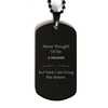 Funny Trucker Gifts, Never thought I'd be Trucker, Appreciation Birthday Black Dog Tag for Men, Women, Friends, Coworkers