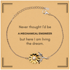 Funny Mechanical Engineer Gifts, Never thought I'd be Mechanical Engineer, Appreciation Birthday Sunflower Bracelet for Men, Women, Friends, Coworkers