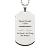 Funny Sheriff Deputy Gifts, Never thought I'd be Sheriff Deputy, Appreciation Birthday Silver Dog Tag for Men, Women, Friends, Coworkers