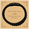 Funny Judge Gifts, Never thought I'd be Judge, Appreciation Birthday Stone Leather Bracelets for Men, Women, Friends, Coworkers