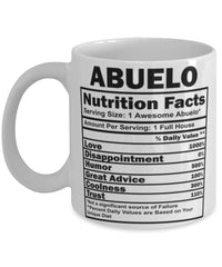 Funny Abuelo Nutritional Facts Coffee Mug 11oz White