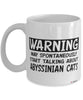 Funny Abyssinian Cat Mug Warning May Spontaneously Start Talking About Abyssinian Cats Coffee Cup White