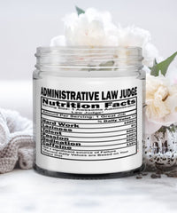 Funny Administrative Law Judge Candle Nutrition Facts 9oz Vanilla Scented Candles Soy Wax