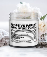 Funny Adoptive Parent Candle Nutrition Facts 9oz Vanilla Scented Candles Soy Wax