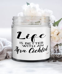 Funny Afra Cichlid Fish Candle Life Is Better With An Afra Cichlid 9oz Vanilla Scented Candles Soy Wax