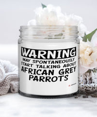 Funny African Grey Parrot Candle Warning May Spontaneously Start Talking About African Grey Parrots 9oz Vanilla Scented Candles Soy Wax