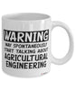 Funny Agricultural Engineer Mug Warning May Spontaneously Start Talking About Agricultural Engineering Coffee Cup White