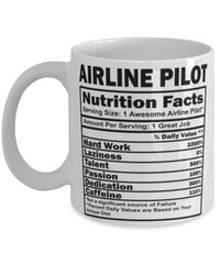 Funny Airline Pilot Nutritional Facts Coffee Mug 11oz White