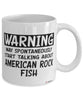 Funny American Rock Mug Warning May Spontaneously Start Talking About American Rock Fish Coffee Cup White