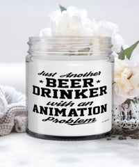 Funny Animation Candle Just Another Beer Drinker With A Animation Problem 9oz Vanilla Scented Candles Soy Wax