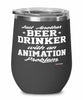 Funny Animation Wine Glass Just Another Beer Drinker With A Animation Problem 12oz Stainless Steel Black