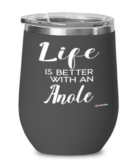 Funny Anole Lizard Wine Glass Life Is Better With An Anole 12oz Stainless Steel Black