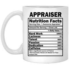 Funny Appraiser Mug Gift Appraiser Nutrition Facts Coffee Cup 11oz White XP8434