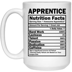 Funny Apprentice Mug Nutrition Facts Coffee Cup 15oz White 21504
