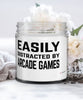 Funny Arcade Gamer Candle Easily Distracted By Arcade Games 9oz Vanilla Scented Candles Soy Wax
