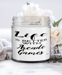 Funny Arcade Gamer Candle Life Is Better With Arcade Games 9oz Vanilla Scented Candles Soy Wax
