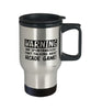 Funny Arcade Games Travel Mug Warning May Spontaneously Start Talking About Arcade Games 14oz Stainless Steel