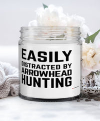 Funny Arrowhead Hunter Candle Easily Distracted By Arrowhead Hunting 9oz Vanilla Scented Candles Soy Wax