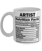 Funny Artist Nutritional Facts Coffee Mug 11oz White